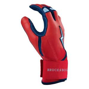 Bruce Bolt Red Full Finger Waterproof Infield Left-handed <b>Baseball</b> Batting <b>Gloves</b> Outdoor Lightning Logo Hook Loop Closure Non - Product Image 4