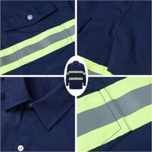 High Visibility Safety <b>Shirt</b> Class 2 Reflective Long Sleeve Workwear with Custom Logo Design Button Down FRC Welder Custom - Product Image 5