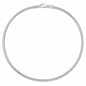 Collar de Cadena de Serpiente de Moda de 18 Pulgadas - Plata de Ley 925 con Baño de Rodio de 3mm - Product Image 1