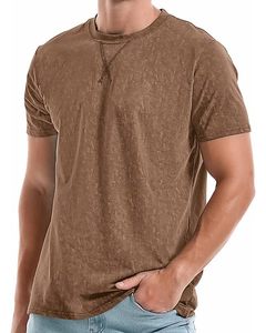 เสื้อยืดคอกลมแขนสั้นผู้ชาย ผ้าคอตตอนเจอร์ซีย์ ทรงปกติ ระบายอากาศได้ดี  ลายปักโลโก้ด้านหน้า  ผ้าถักแบบย้อมเส้นด้าย - Product Image 3