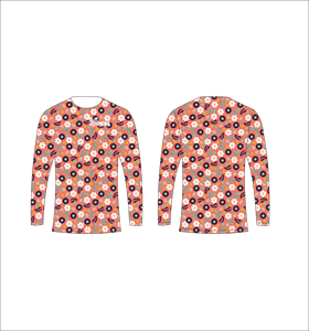 เสื้อกีฬาแขนยาวลายดอกสีส้มระบายอากาศได้ดีเสื้อยืดออกกำลังกาย - Product Image 1