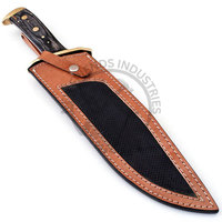 Couteau de chasse Bowie de Damas avec manche en bois Pakka et étui, couteau de survie à lame fixe fait main sur mesure, couteau tactique de camping