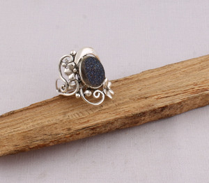 Wholesale Natural Druzy <b>Quartz</b> <b>Ring</b> 925 Sterling Silver Sparkly Geode Gemstone <b>Ring</b> Handmade Vintage Statement <b>Rings</b> for Women - Product Image 4