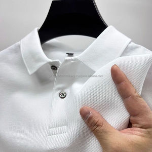 Camiseta de Verano para Hombre, Color Sólido, Transpirable, de Algodón/Poliéster, de Secado Rápido, Tejida, de Manga Corta, con Cuello Camisero, Nueva Exportación - Product Image 5