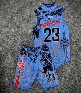 Ensemble de maillot de basket-ball pour homme 6IXSIDE, 23, imprimé par sublimation, anti-transpiration, sans manches, uniforme sportif bleu avec motif Tour de la Chine - Product Image 1