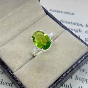 Anillo de plata de ley 925 con peridoto verde, hecho a mano, anillo de piedra de nacimiento de agosto, joyería con gema natural, regalo para mujer - Product Image 6