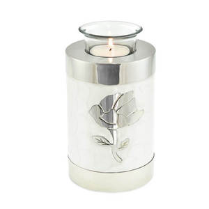 Urna Funeraria de Metal Azul con Verde y Árbol Plateado Grabado, para Guardar Cenizas, Estilo Moderno - Product Image 6