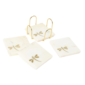 High Demand with Eco friendly <b>White</b> Marble Tea <b>Coaster</b> 4in. With Set of 4 With Holder For Home and Kitchen - Product Image 5