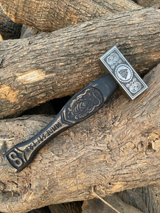 Handmade Viking Tomahawk <b>Axe</b> With Engraved <b>Wood</b> Handle And Thor Hammer Design For Firewood Splitting - Product Image 5