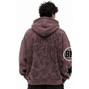 Sweat à capuche zippé pour homme de votre marque, style streetwear oversize, impression par sublimation, logo frontal, manches classiques, tissu French Terry - Product Image 3