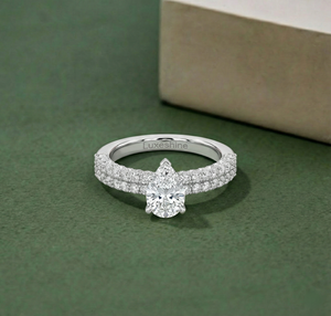 2 Ct Lab Diamond <b>Ring</b> Pear Brilliant Cut 925 Sterling Silver Unique Style <b>Thin</b> Band Lightweight Promise <b>Ring</b> Sustainable Stone - Product Image 6