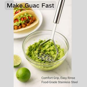 ที่บดมันฝรั่งสแตนเลสแบบหนา ทนทาน ด้ามจับตามหลักสรีรศาสตร์ ป้องกันสนิม อุปกรณ์ครัวสำหรับบดละเอียด - Product Image 4