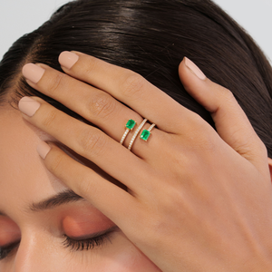Most Beautiful Unique Design 14K Pure Yellow Gold Emerald & Diamond <b>Wrap</b> Spiral Ring <b>Wedding</b> Women's Jewelry Manufacturer - Product Image 2