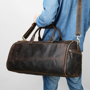 Men <b>Garment</b> Duffle <b>Bag</b> 2 in 1 Hanging Suit Leather Duffle <b>Bag</b> with Shoe Compartment Genuine Leather <b>Travel</b> <b>Bags</b> - Product Image 3