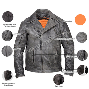Men's Motorcycle Leather Riding <b>Jacket</b> Super Anti-fall Coat Protective Cowhide Genuine Leather <b>Racing</b> <b>Jacket</b> - Product Image 2