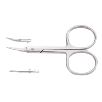 Ciseaux à cuticules professionnels de luxe, en acier inoxydable courbé, 630505, à pointe droite, avec grand anneau, outil de soin des ongles