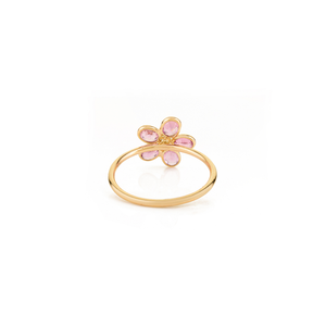Bague en or jaune 14 carats pur, forme fleur de saphir rose, design élégant et personnalisé, vente en gros, bijoux empilables de qualité supérieure, fabricant - Product Image 6