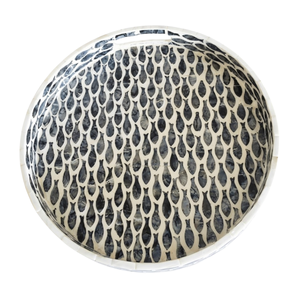Plateau décoratif artisanal style royal avec incrustation de nacre, durable, pour un rangement palacieux - Product Image 1