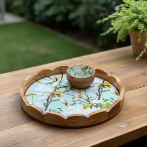 Plateau de service en bois rustique fait main moderne pour le petit-déjeuner, la cuisine, la salle à manger, le restaurant et le café - Product Image 3