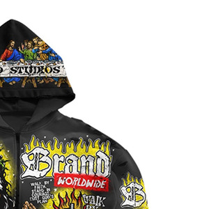 Men <b>Summer</b> Zip-Up <b>Hoodies</b> Streetwear Casual 100% Cotton Soft Fabric Digital Lightweight Breathable Quick Dry Pocket OEM Service - Product Image 4