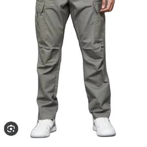 Pantalon long cargo 100% coton pour homme anti-rides style travail pantalon de survêtement baggy taille moyenne coupe ample lavage coloré techniques froissées - Product Image 4