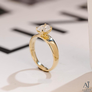 18K Gold Plated <b>Rhodium</b> Plated Silver Moissanite Oval Cut Claw Setting Unisex Wedding Engagement <b>Ring</b> - Product Image 1