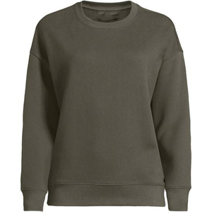 Sudadera de Mujer Verde Oliva con Cuello Redondo, Manga Larga, Corte Regular, Tejido de Felpa, para Otoño, Color Sólido, Diseño Transpirable - Product Image 5