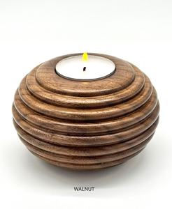 Hand Carved Acacia Wood Tealight Holder: Rustic Christmas Decor - Product Image 3