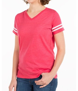 Camiseta de Alta Calidad para Mujer, Talla Grande, Cuello en V, Estilo Universitario, Informal, de Punto, Algodón y Poliéster, Estampado Personalizado, Manga Corta Regular - Product Image 1
