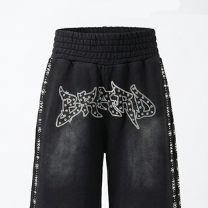 กางเกงวอร์ม Glory Custom Rhinestone ผ้าฝ้าย 100% เนื้อนุ่ม ระบายอากาศได้ดี เหมาะสำหรับวิ่งและสวมใส่สบายสำหรับทุกเพศ - Product Image 3