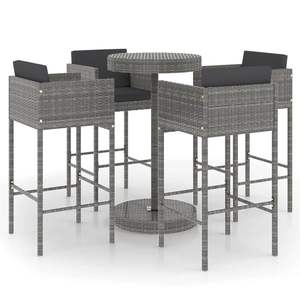 Conjunto de Bar de Jardín de 5 Piezas en Ratán PE Gris con Reposapiés, Muebles de Comedor Duraderos para Exteriores - Product Image 2