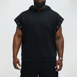 Sweat-shirt à capuche sans manches pour homme, coupe ample, en molleton de coton avec poche, couleur unie, vêtement décontracté pour l'automne, par Salamons Wears - Product Image 1