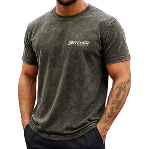 T-shirt pour homme de qualité supérieure, effet délavé, design tendance, coupe décontractée, tenue moderne et décontractée, confort optimal - Product Image 1