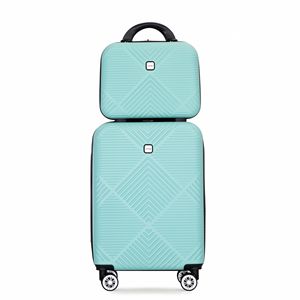 Set da bagaglio in 2 pezzi blu chiaro ABS valigia leggera con ruote Spinner (20/14) - Product Image 3