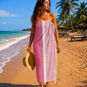 Toalla de Playa de Algodón Estilo Turco a Rayas con Borlas, Libre de Arena, Ecológica, de Secado Rápido, Tamaño y Diseños Personalizados - Product Image 3