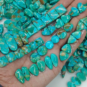 Paires de cabochons en turquoise naturelle de Mohave, pierres précieuses pour la création de bijoux - Product Image 2