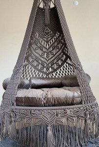 Brown Macrame <b>Hanging</b> <b>Chair</b>: Boho Patio Double <b>Swing</b> - Product Image 4