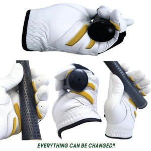 Gants de golf en gros en cuir véritable, paume antidérapante, fermeture auto-agrippante souple, logo personnalisé, OEM, unisexe, main gauche - Product Image 4