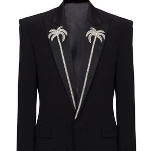 Chaqueta de traje floral bordada en blanco creativo, hecha a mano con algodón, ropa formal de boda para fiestas a los precios más bajos. - Product Image 6