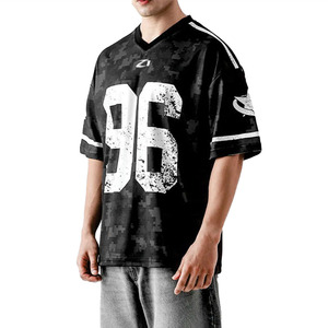 Maillot de football américain noir de qualité supérieure, col en V, motif camouflage, chemise de sport, logo personnalisé, service OEM, marque privée, vente en gros - Product Image 5
