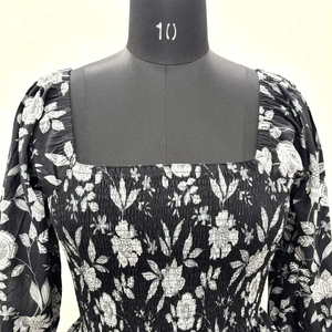 Vestido Casual Midi para Mujer, Tejido 100% Algodón, Liso, Manga Corta, Cintura Imperio, Estilo Babydoll, Oversize, Cuello Redondo, Ajuste Holgado, Funcional - Product Image 3