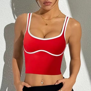 Women's High <b>Support</b> Sports Bras Removable Pads Eco-Friendly Breathable Quick Dry Plus Size Contrast Color Workout <b>Crop</b> Tank <b>Top</b> - Product Image 4