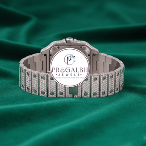 นาฬิกาเพชรหรู Pragalbh Jewels นาฬิกาโมอิสซาไนต์ ประดับเพชรแบบ Iced Out Pavé นาฬิกาข้อมือแฟชั่นสแตนเลสสตีล - Product Image 4