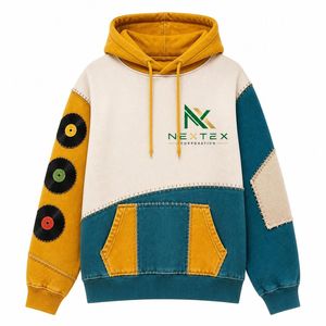 Wholesale Color Block <b>Stitched</b> <b>Hoodie</b> Unisex DIY Aesthetic Graphic Sweatshirt Winter Top - Product Image 5
