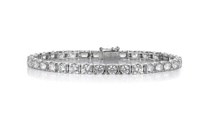 Bracelet Tennis pour Femme en Argent 925 avec Moissanite Ronde Taille Brillant, Cristal et Strass, Sertissage à Griffes, Bracelet Perlé Tendance - Product Image 2