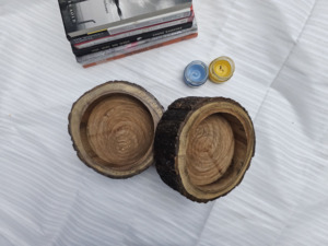 Cuenco de Madera Natural Hecho a Mano para Velas |   Recipiente Decorativo Rústico para el Hogar para Halloween y Acción de Gracias - Product Image 2