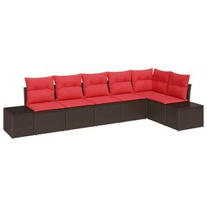 Poly Rattan Garden <b>Sofa</b> <b>Set</b> 6 Piece Brown With Cushions Outdoor Contemporary Furniture - Product Image 4