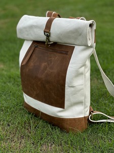 Leather <b>Canvas</b> Backpack Strong <b>Canvas</b> Travel <b>Laptop</b> <b>Bag</b> Wholesale Bulk OEM Factory Direct LCB-0073 - Product Image 5