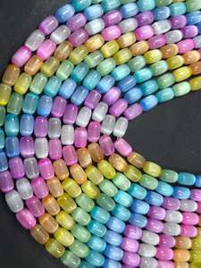 Perles de sélénite arc-en-ciel naturelle, forme tube, magnifique couleur arc-en-ciel, haute qualité, brin complet de 15,5 pouces - Product Image 4