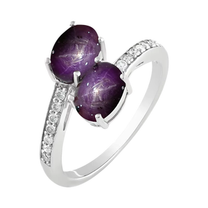 แหวนเพชรและทับทิมทรงดาว เงินแท้ 92.5 รุ่น KLSR-10416 - Product Image 1